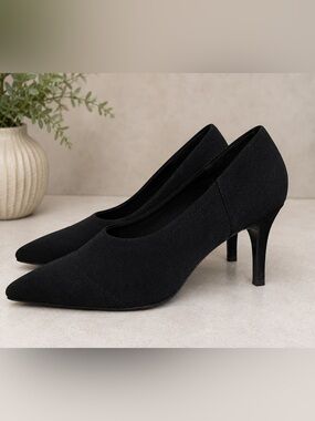 IMPO Stretch Black Pointed-Toe Pumps – Size 6.5